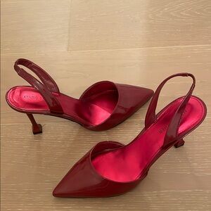 Marc Fisher Patent Red Slingback Heels